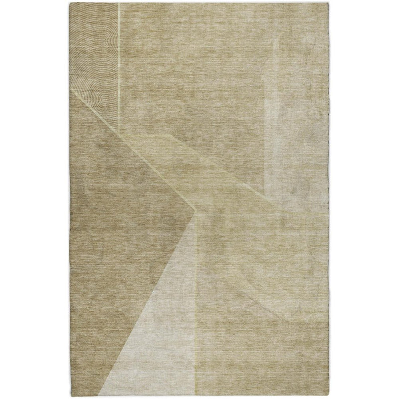 8' X 10' Beige And Tan Geometric Shag Washable Area Rug With UV Protection