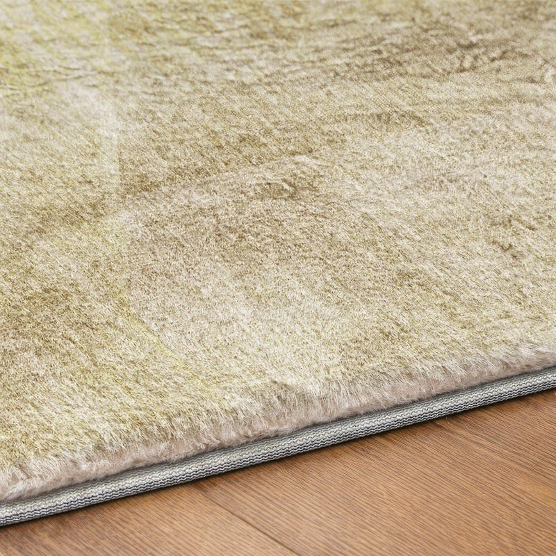 8' X 10' Beige And Tan Geometric Shag Washable Area Rug With UV Protection