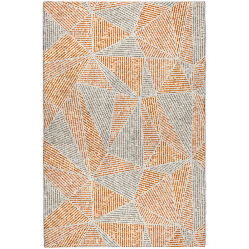 10' X 14' Orange And Gray Geometric Shag Washable Area Rug With UV Protection