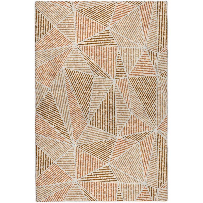 10' X 14' Terra Cotta And Salmon Geometric Shag Washable Area Rug With UV Protection