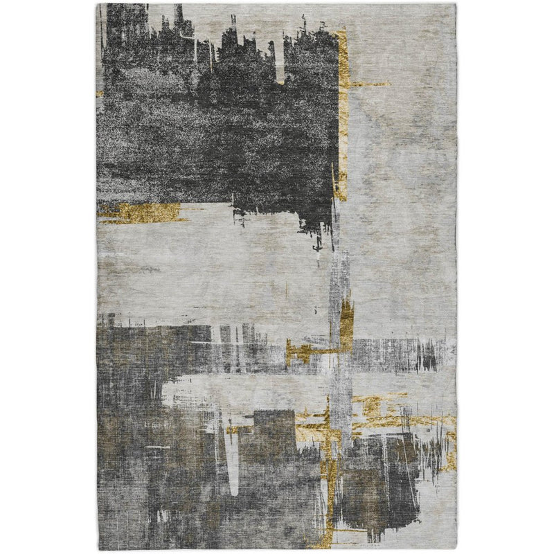 8' X 10' Gray And Beige Abstract Shag Washable Area Rug With UV Protection