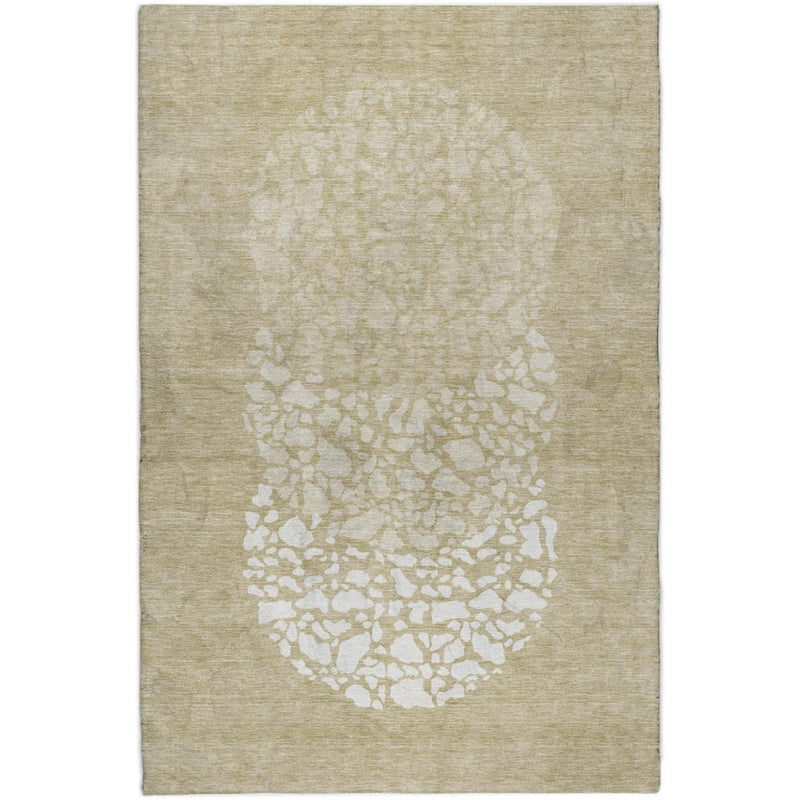 3' X 5' Beige And Tan Abstract Shag Washable Area Rug With UV Protection