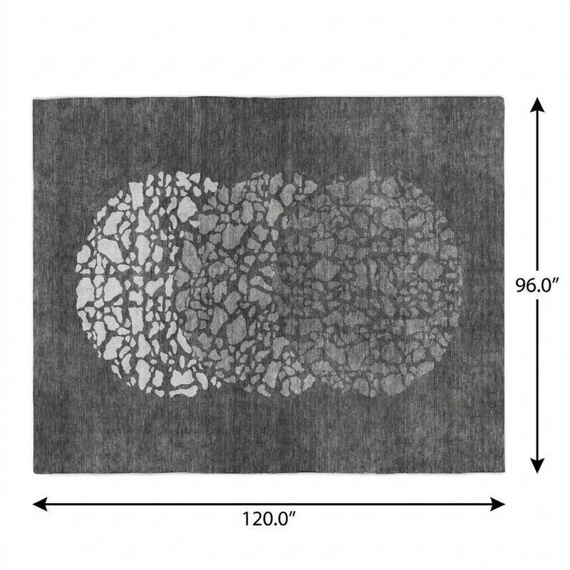 8' X 10' Charcoal And Gray Abstract Shag Washable Area Rug With UV Protection