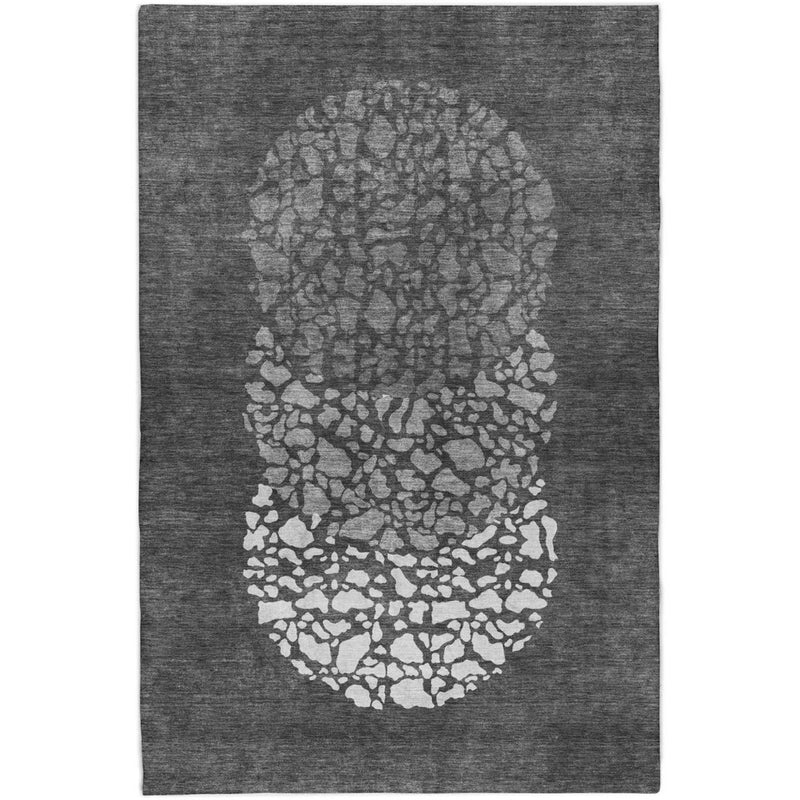 8' X 10' Charcoal And Gray Abstract Shag Washable Area Rug With UV Protection