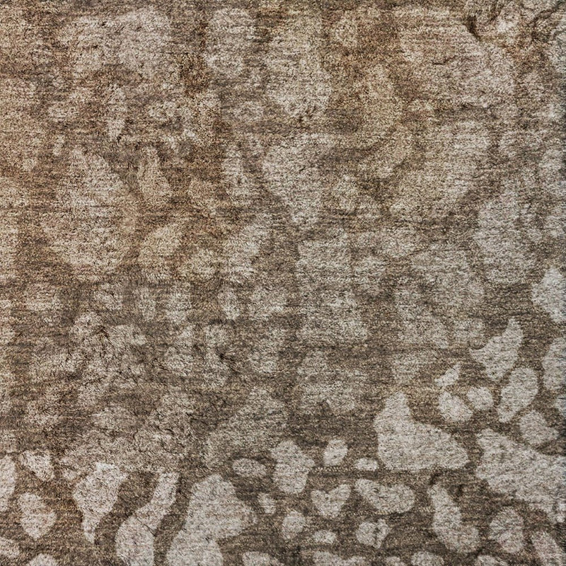 8' X 10' Chocolate And Brown Abstract Shag Washable Area Rug With UV Protection