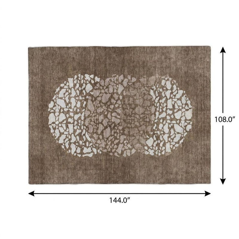 9' X 12' Chocolate And Brown Abstract Shag Washable Area Rug With UV Protection