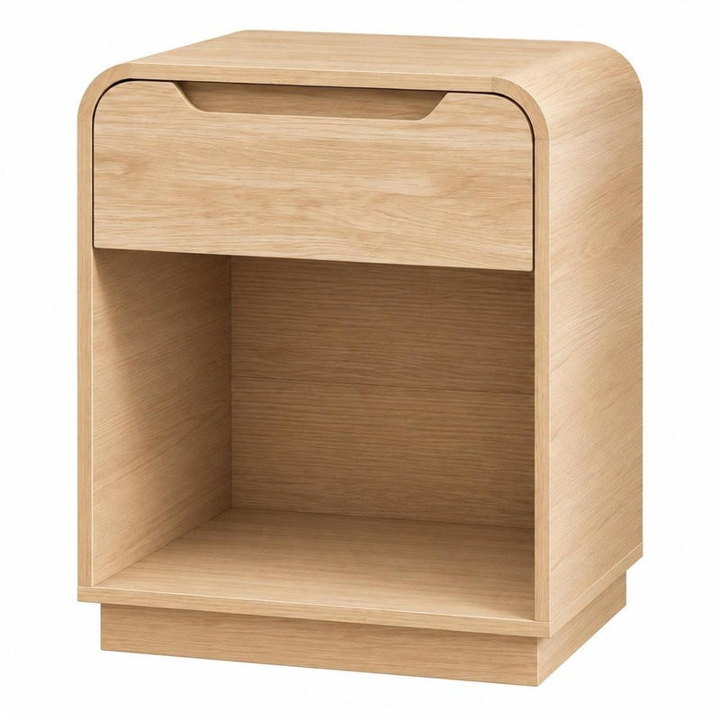 24" Natural Wood One Drawer Nightstand