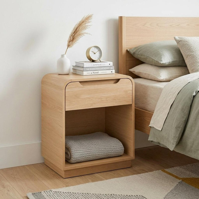 24" Natural Wood One Drawer Nightstand