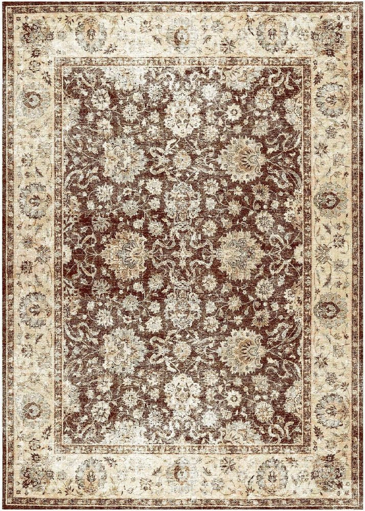 2' X 3' Black And Cream Floral Distressed Washable Area Rug