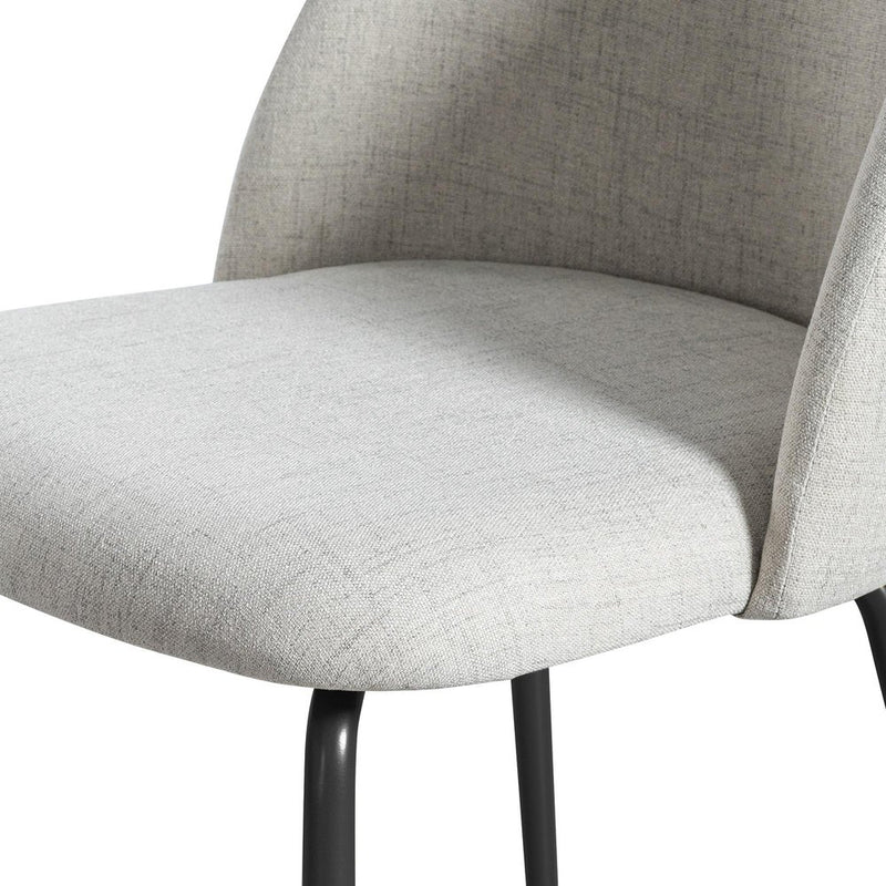 Set of Two Gray And Black Linen And Iron Dining Side Chairs