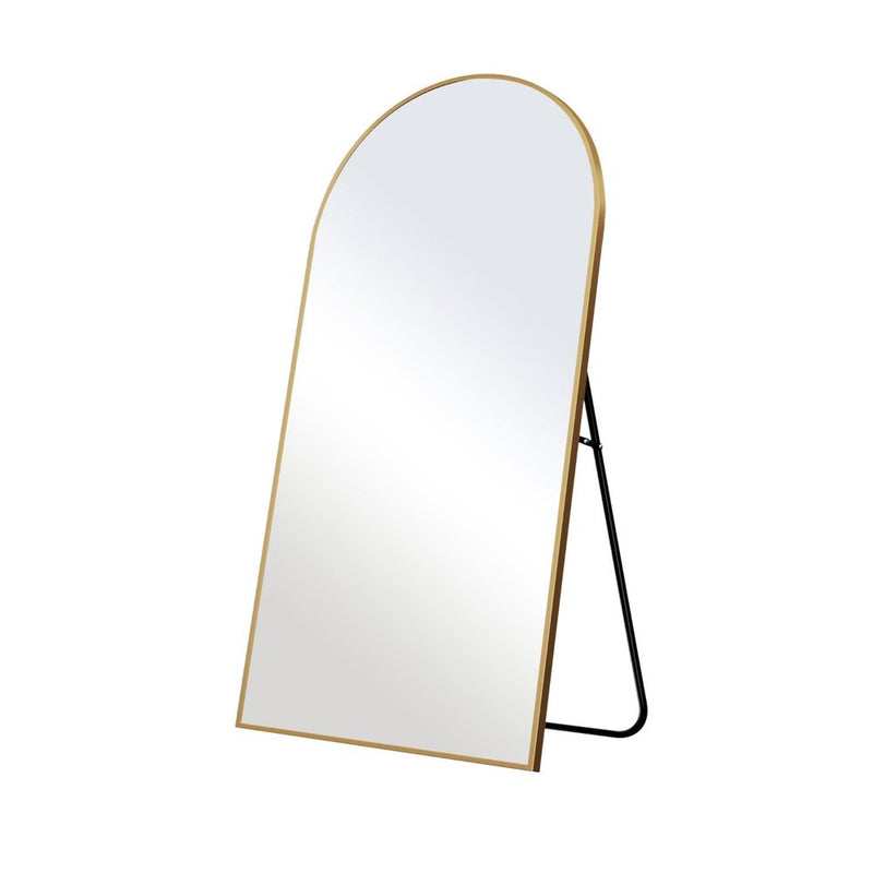 77" X 34" Gold Aluminum Arch Freestanding Framed Full Length Hanging Mirror