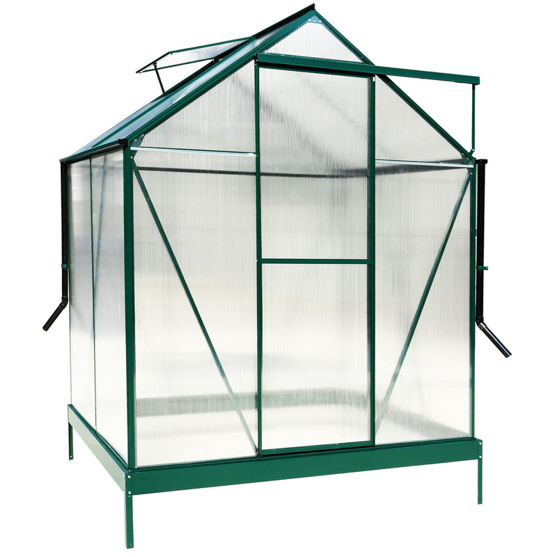 Polycarbonate house, Heavy Duty Outdoor Aluminum Walk-In House Kit With Rain Gutter, Vent And Door For Backyard Garden