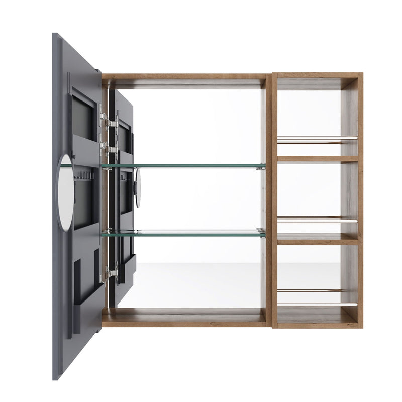 29.63" Wall Mounted Bathroom Cabinet With Adjustable Shelves - Imitative Oak