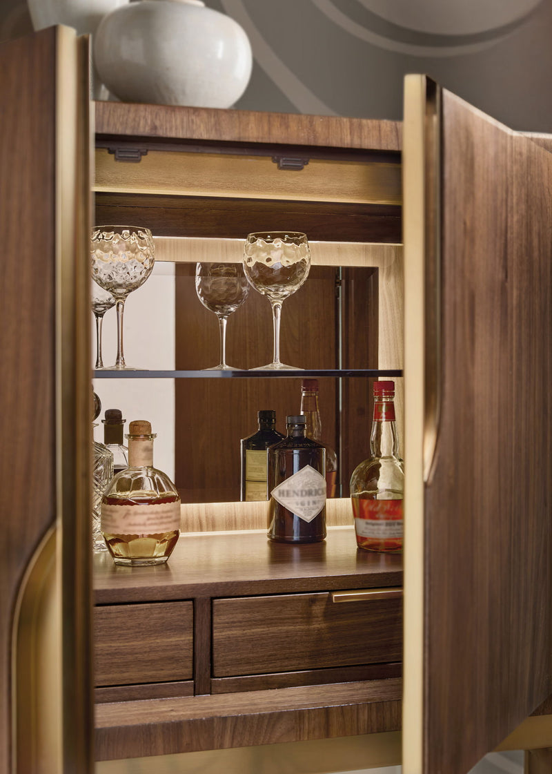 Eleana - Bar On Stand - Medium Wood / Gold