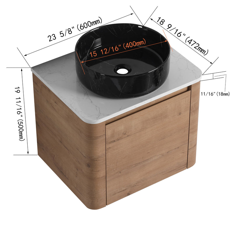 Wall Mounted Bathroom Vanity With Art Sink & 1 Soft Close Door