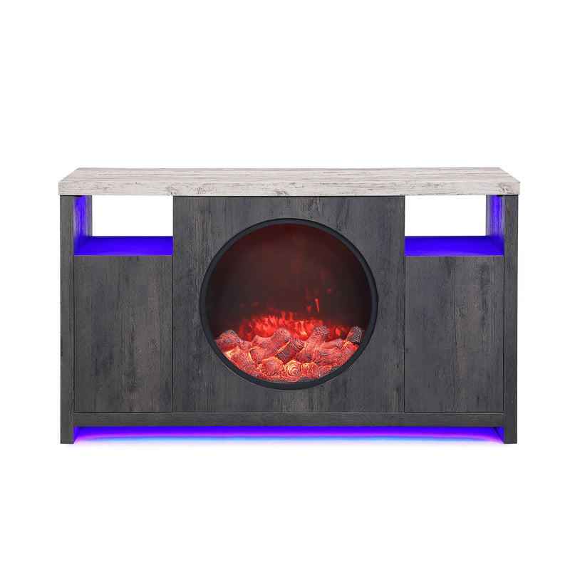 Nancy - Entertainment Unit With Bluetooth Speaker And LED Lighting - Gray