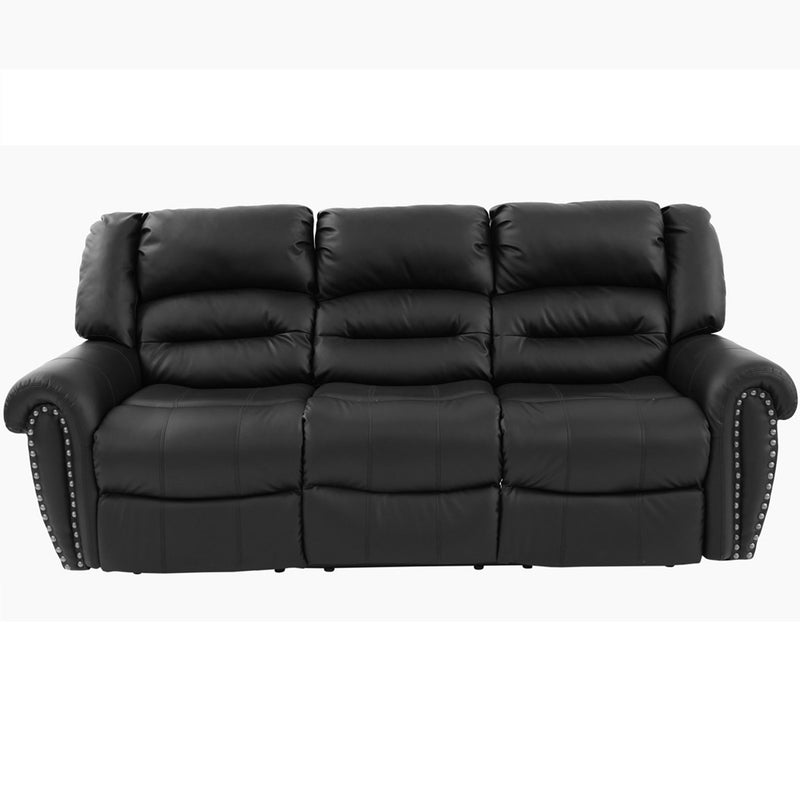 Plush Relax 1 Piece Power Reclining Sofa With Padded Armrests, 3 Seat Living Room Furniture - Black