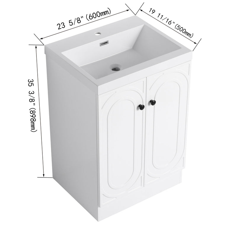 Contemporary Freestanding Bathroom Vanity With Resin Sink & Soft-Close Cabinet Doors