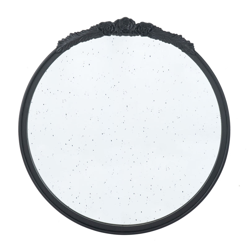Round Hand Carved Rose Antique Mirror Frame, Wall Mirror For Live Space