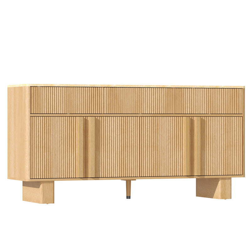 Sideboard Buffet Cabinet With 3 Drawers And 4 Doors For Dining Room