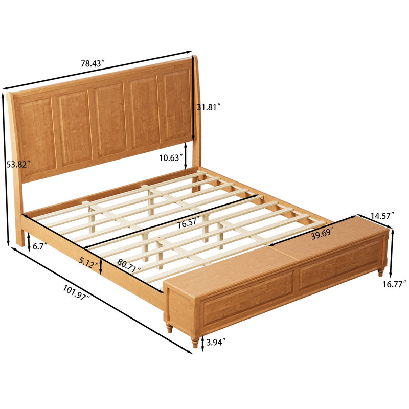 Sleigh Bed Frame With Tall Headboard And Storage Bench