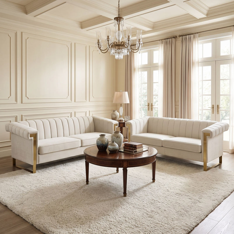 2 Piece Sofa Set With Tufted Back And Deep Seating