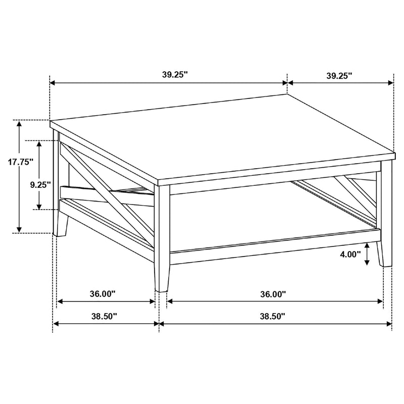 Evanston - Square Coffee Table With Shelf - White