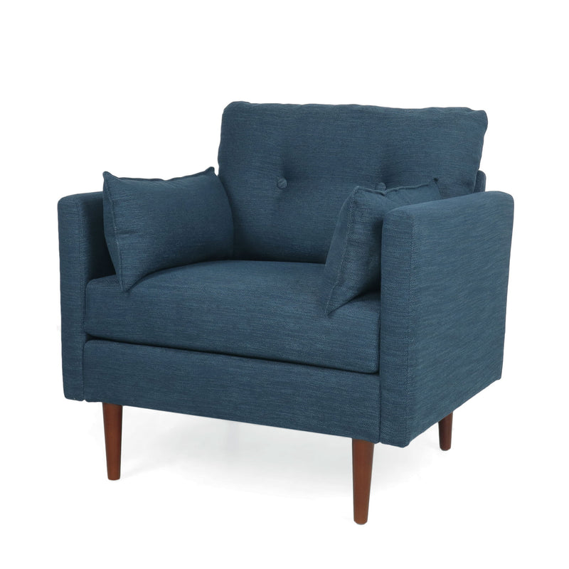 Enchantica - Upholstered Fabric Club Chair With Button Tufted And 2 Accent Pillows