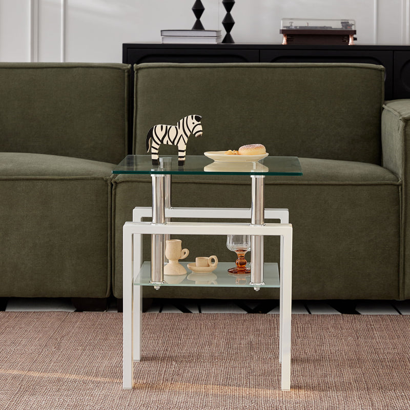 Tempered Glass Table With Storage