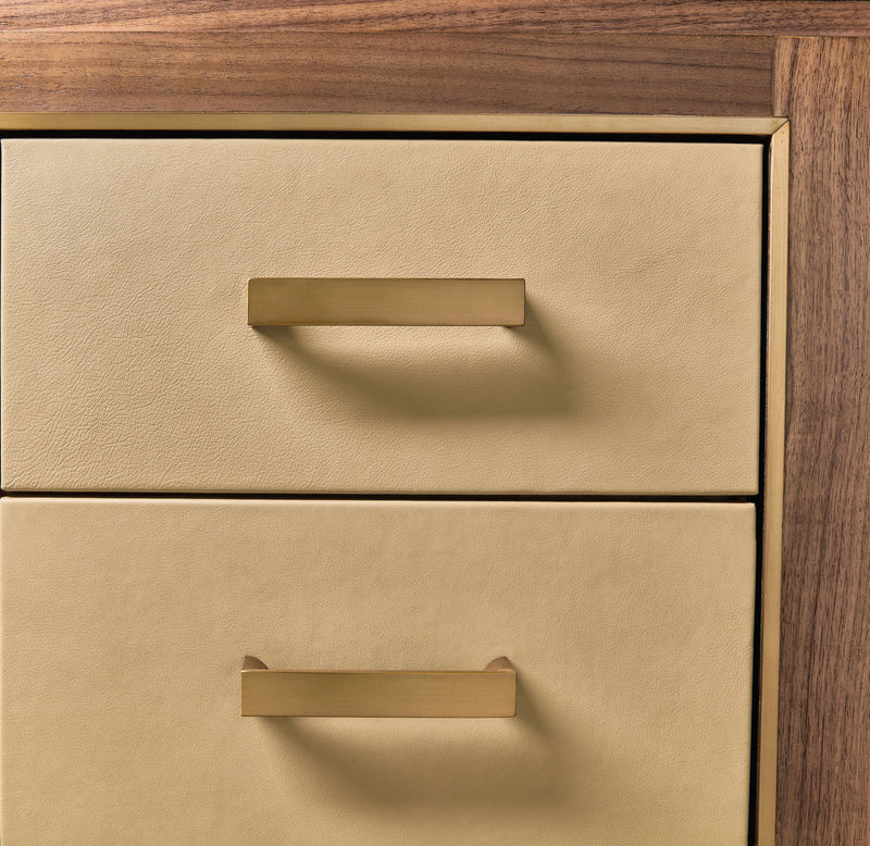Melange - Zurich Accent Drawer Chest - Beige / Medium Walnut