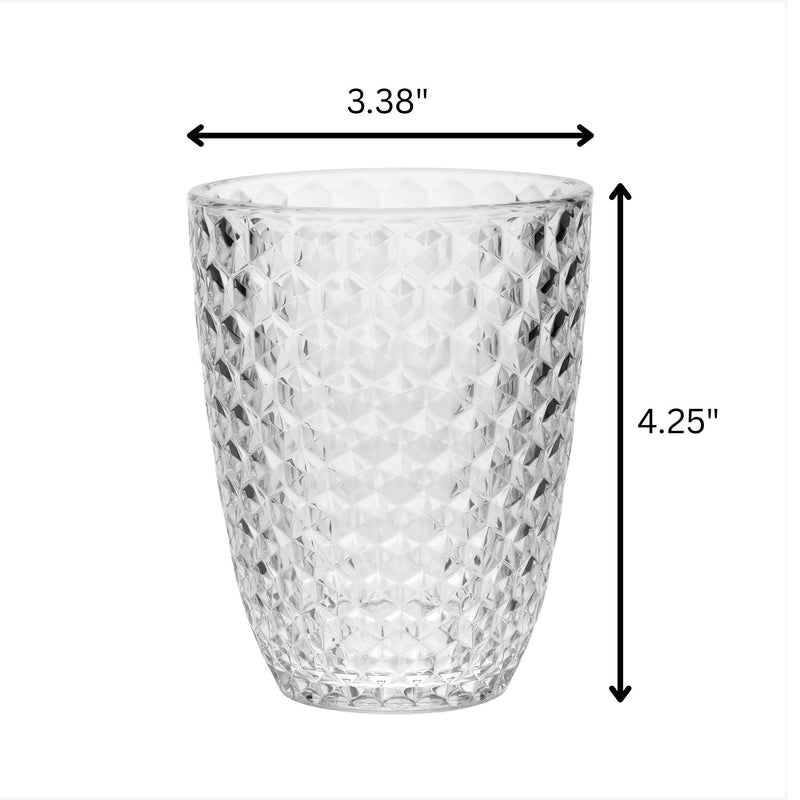 Leading Ware Diamond Cut Acrylic Glasses Drinking (Set of 4)