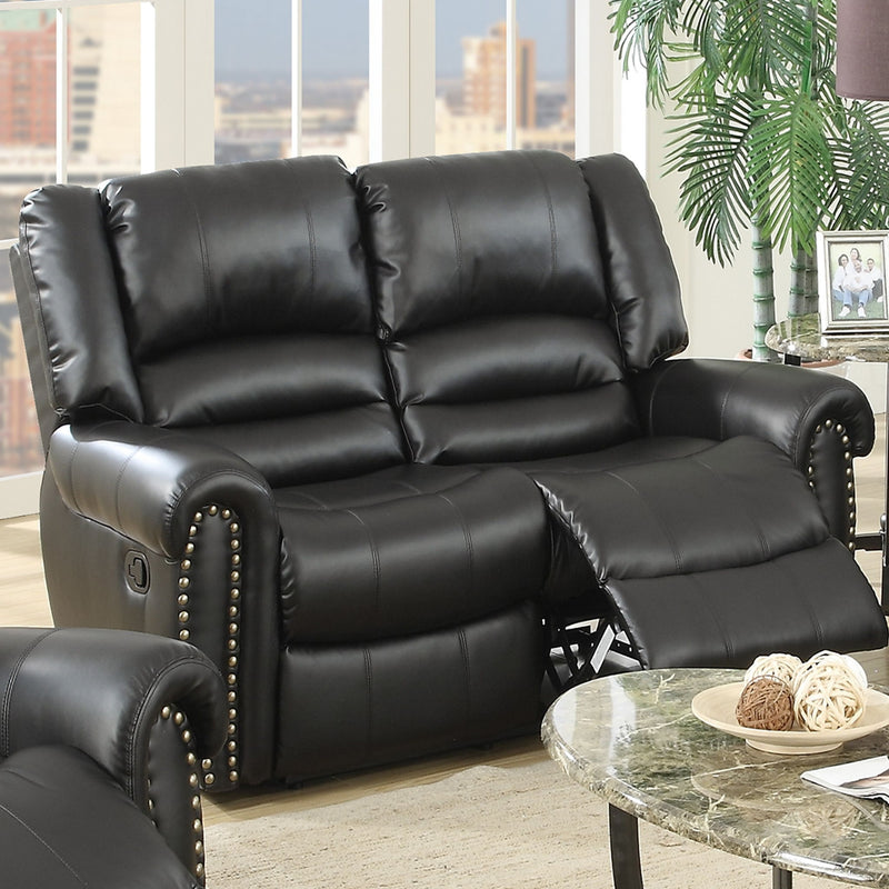 Plush Relax Power Reclining Loveseat 2 Seat Couch With USB Charging Armrest Cushion Living Room Furniture - Black