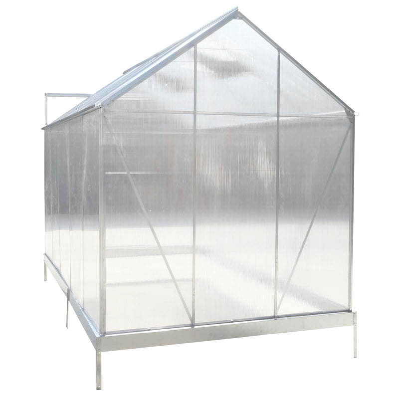 Polycarbonate house, Heavy Duty Outdoor Aluminum Walk-In House Kit With Rain Gutter, Vent And Door For Backyard Garden