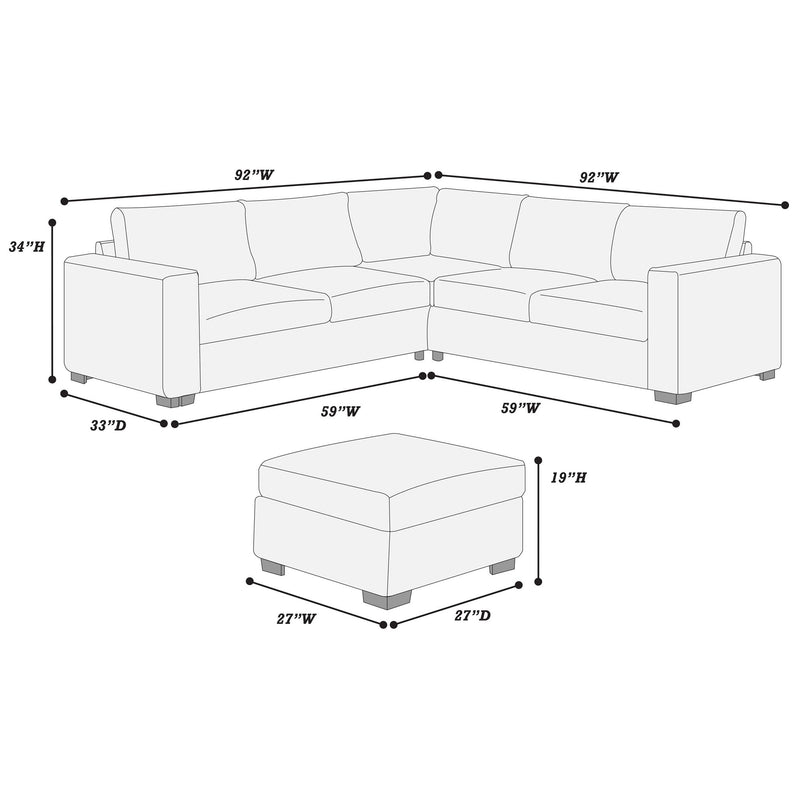 Contemporary Sectional Set With Ottoman