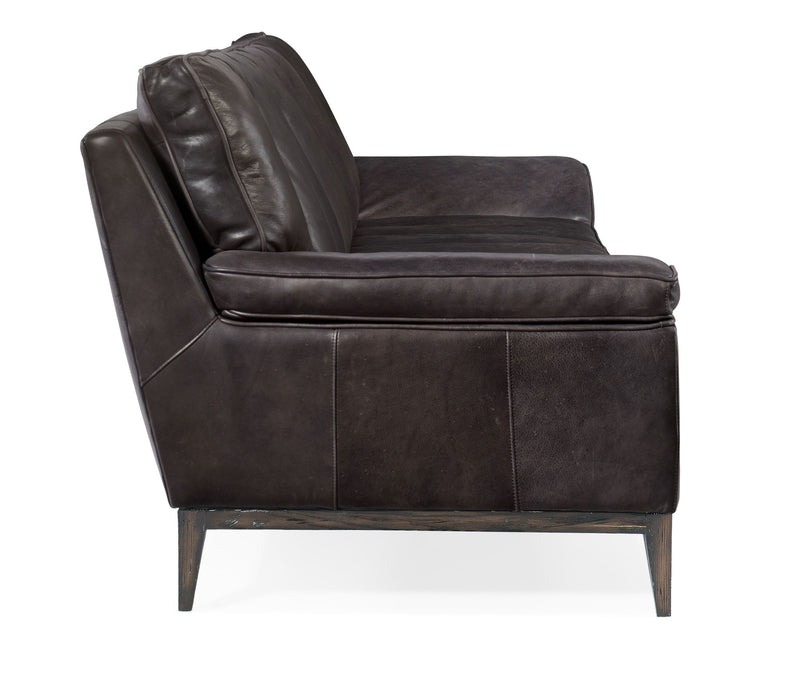 SS - Kandor Leather Stationary Sofa - Black