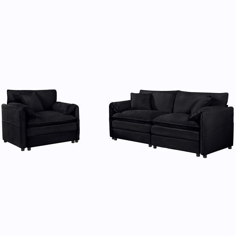 Modern Upholstered Loveseat And Armchair Set With Pillows