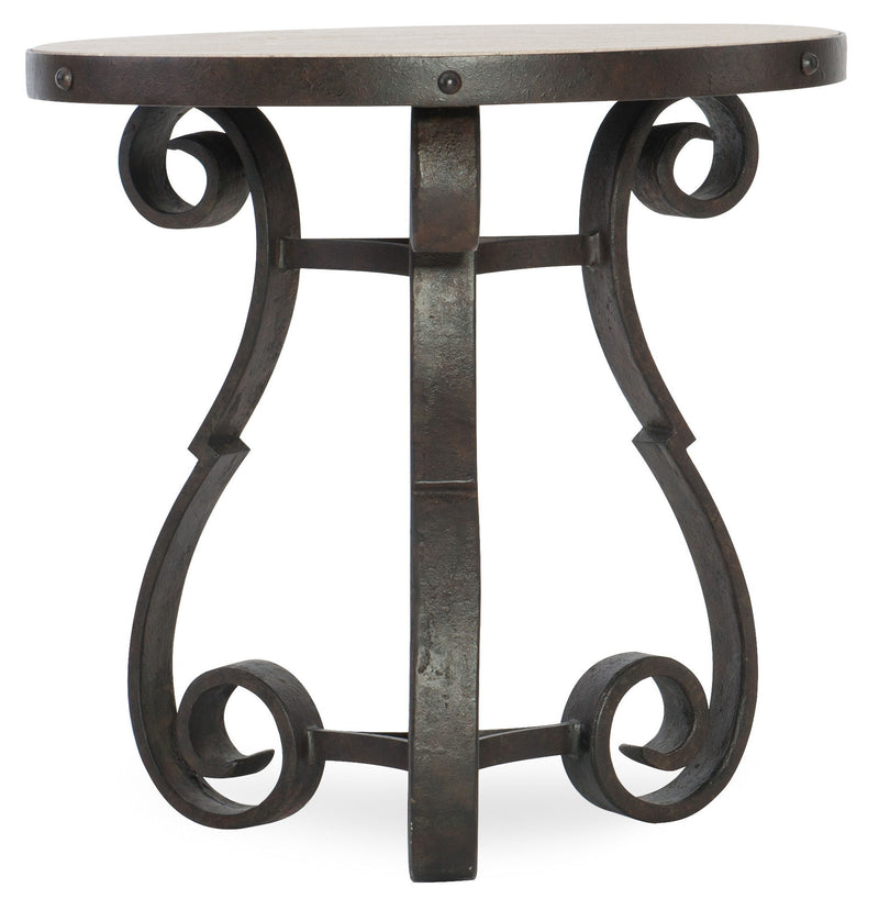 Hill Country - Luckenbach Metal And Stone End Table - Light Brown / Black