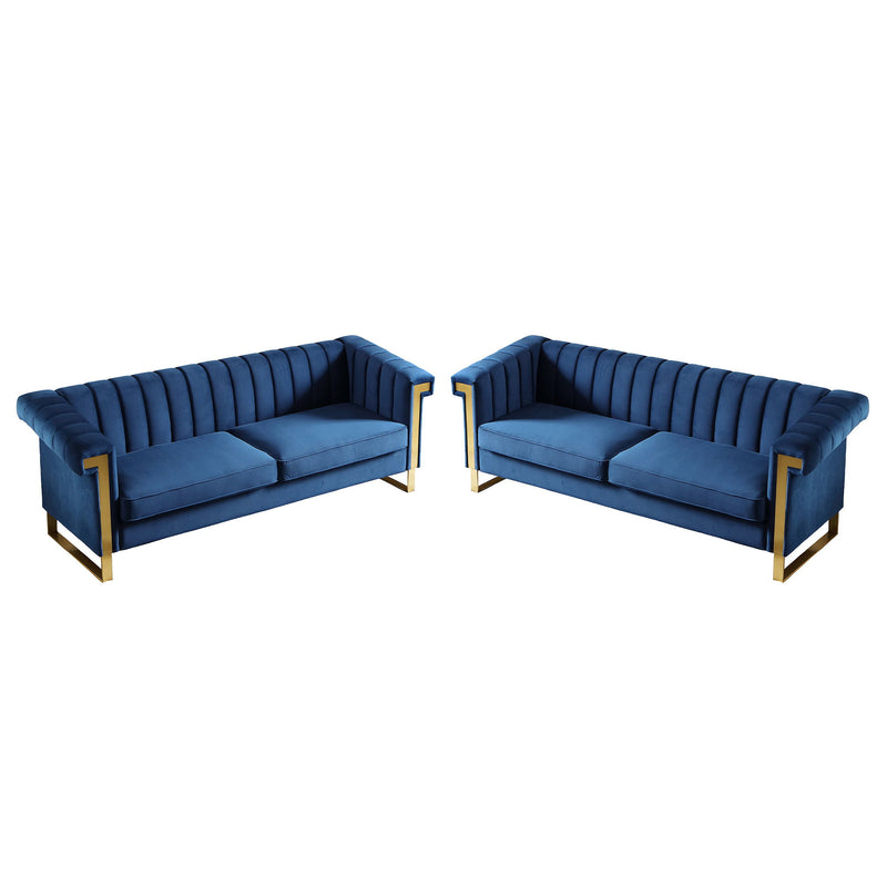 2 Piece Sofa Set With Tufted Back And Deep Seating