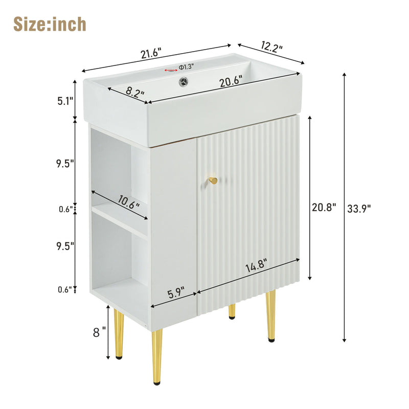 Bathroom Vanity, Combo Cabinet, Bathroom Storage Cabinet, Single Ceramic Sink
