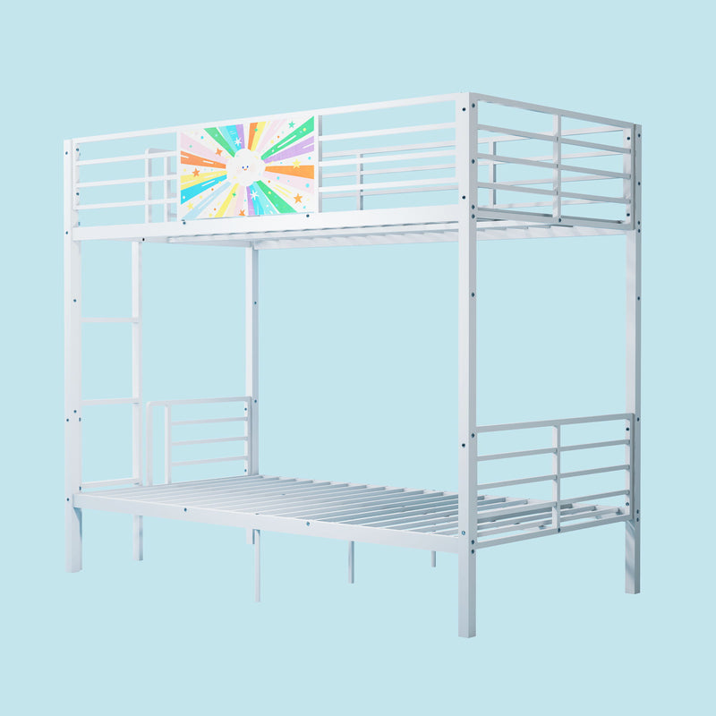 Bunk Bed, Convertible To 2 Separate Twin Size Beds & Full Length Guardrail & Ladder, No Box Spring Needed - White