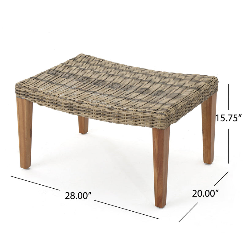 Outdoor Rattan Wicker Ottomans - Gray