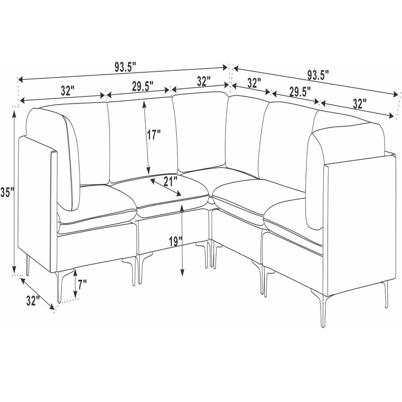 Upholstered Modular Sectional With Tall Legs