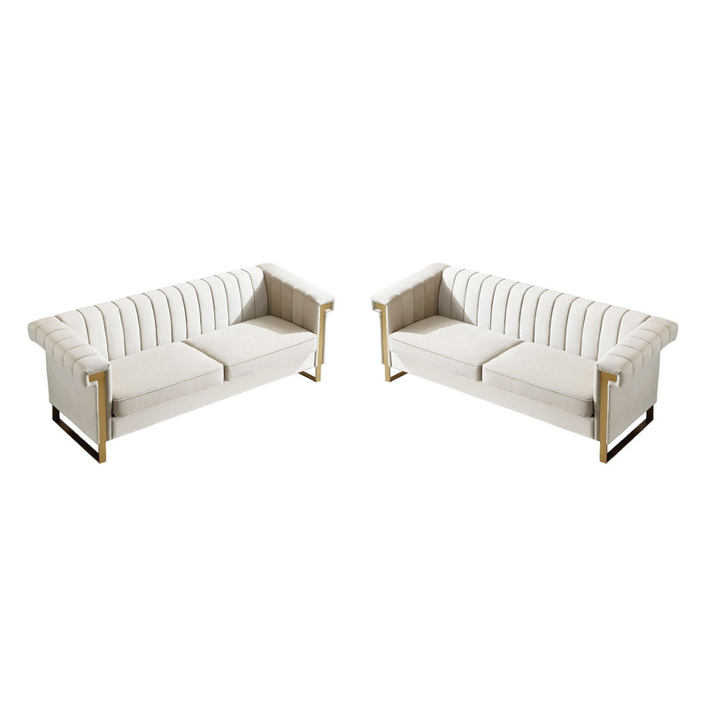 2 Piece Sofa Set With Tufted Back And Deep Seating