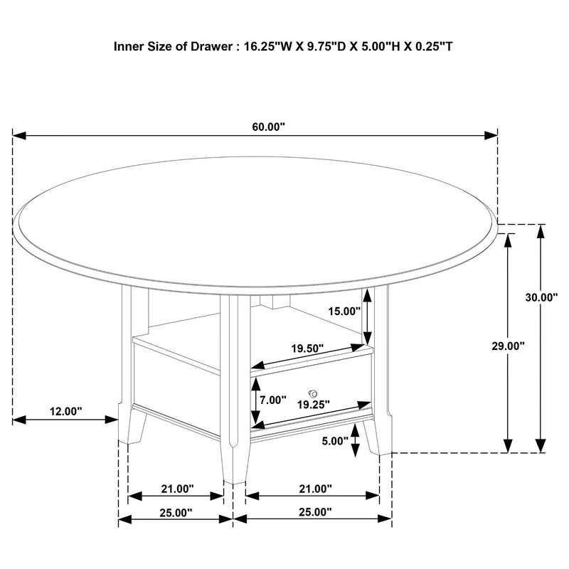 Fulton - Round Dining Table With Drawer - Dark Brown