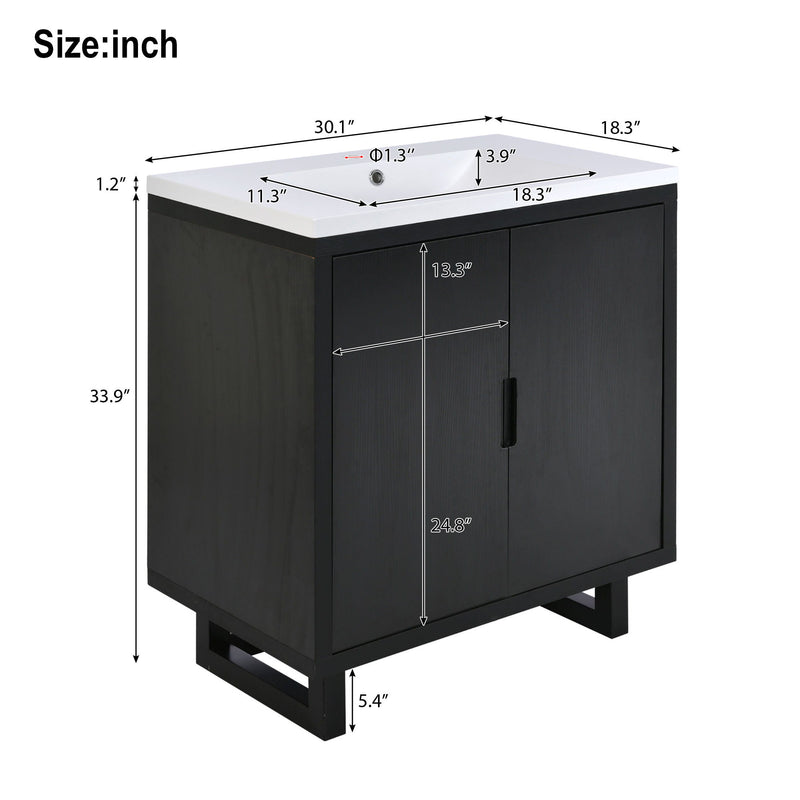 Bathroom Vanity Set With Sink, Combo Cabinet, Bathroom Storage Cabinet, Solid Wood Frame