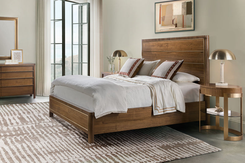 Eleana - Oval Nightstand - Medium Wood / Gold