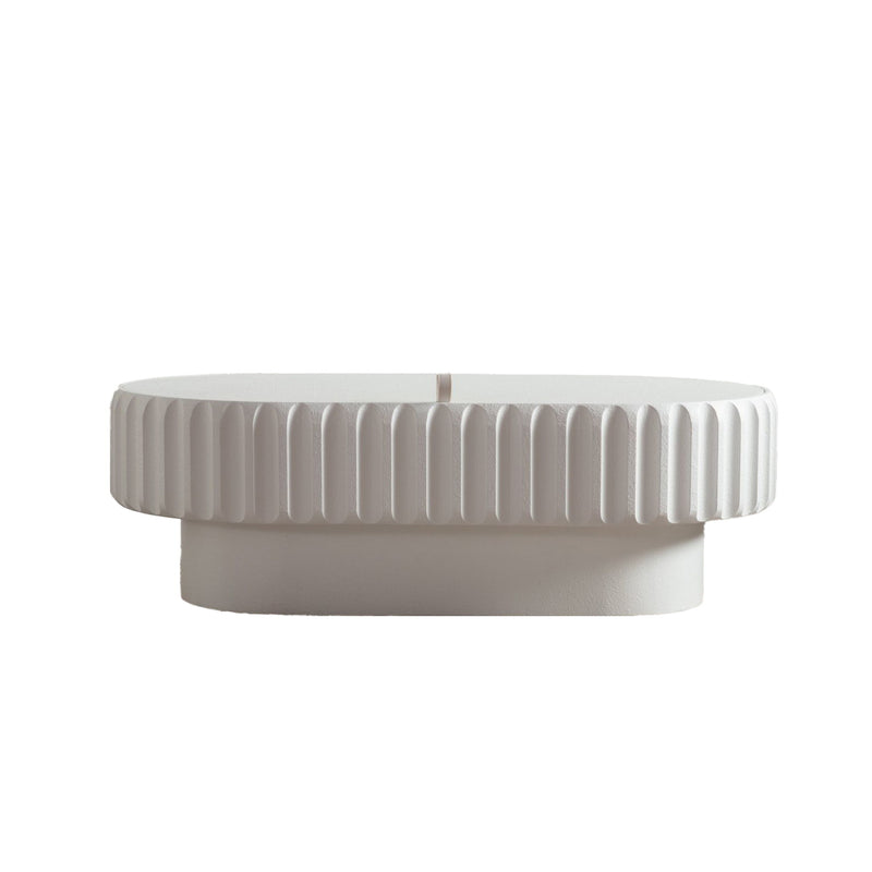 Fluted Storage Table & Lift Off Lid - Cream White